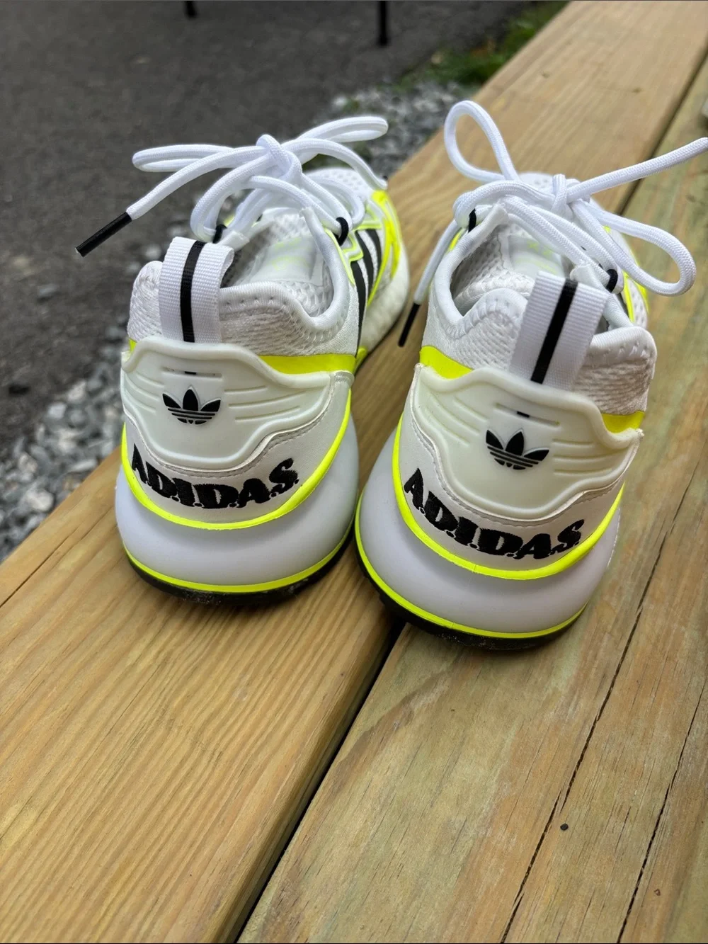 Kid’s Adidas White and Neon Yellow Athletic Sneakers - Lightweight Comfort